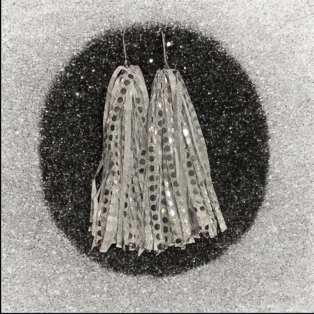 Silver Sequin Tassel Earrings